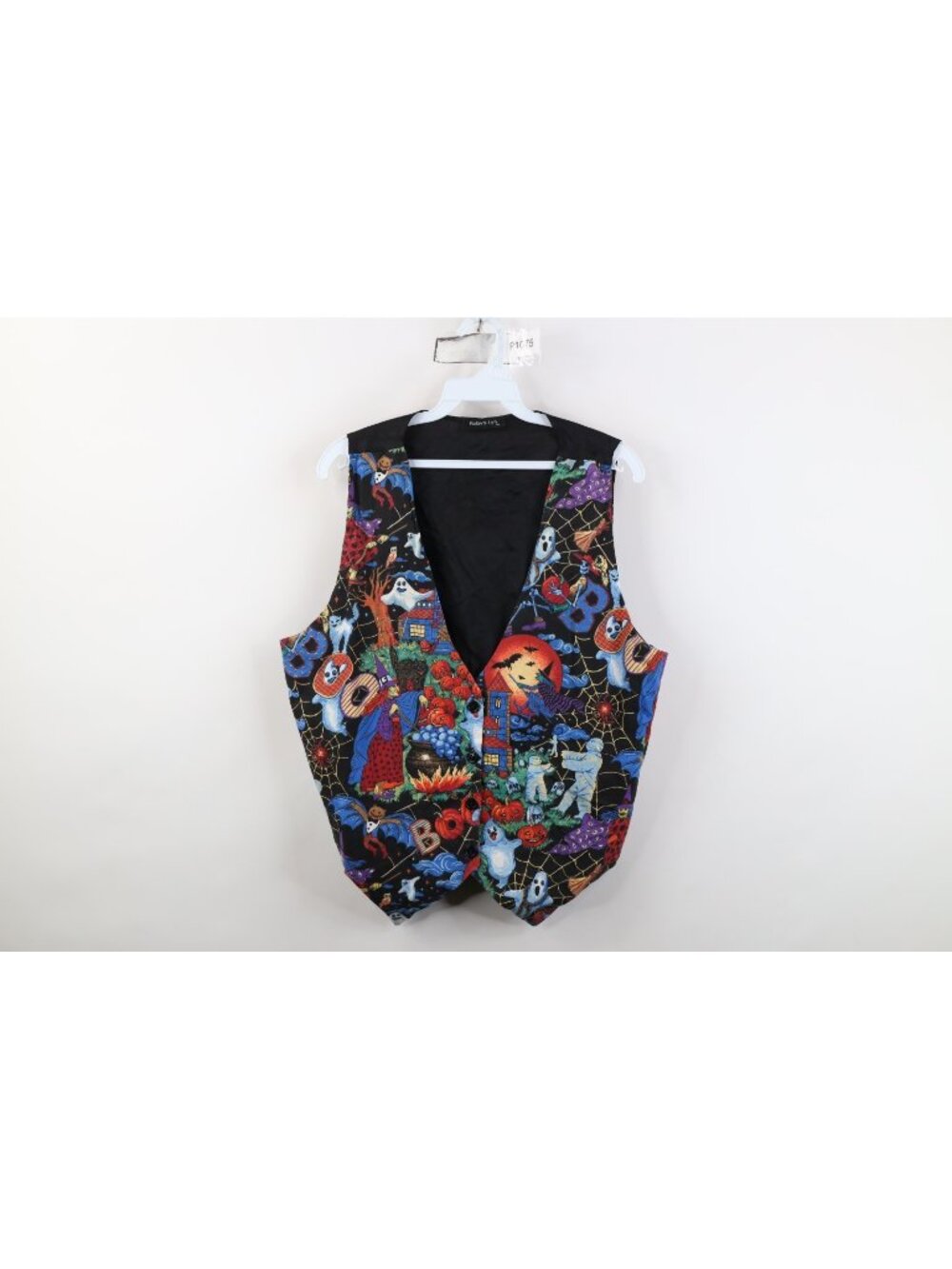 Vtg 90s Streetwear Womens L / XL Halloween Witch Mummy Tie Back Vest Jacket USA
